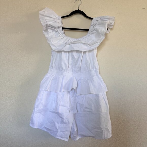 White Ruffled Romper - Picture 3 of 7